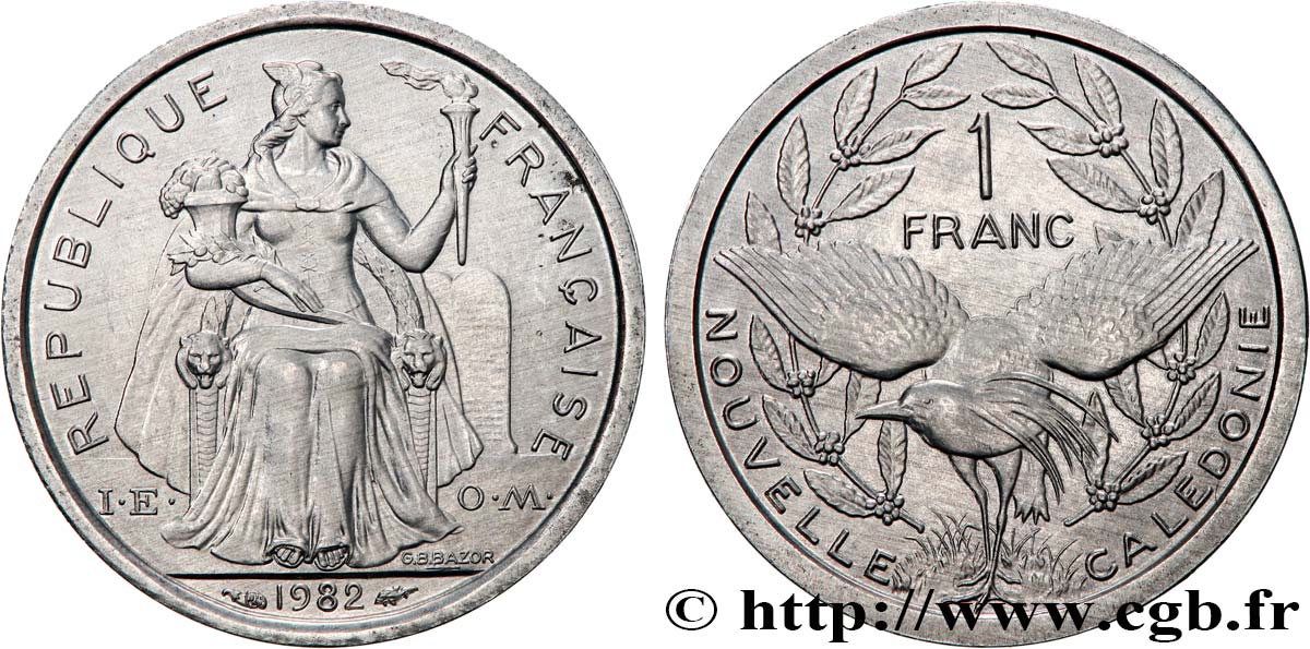 NUEVA CALEDONIA 1 Franc I.E.O.M. 1982 Paris SC 