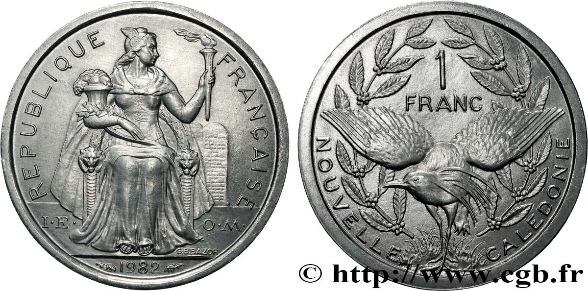 NUOVA CALEDONIA 1 Franc I.E.O.M. 1982 Paris MS 