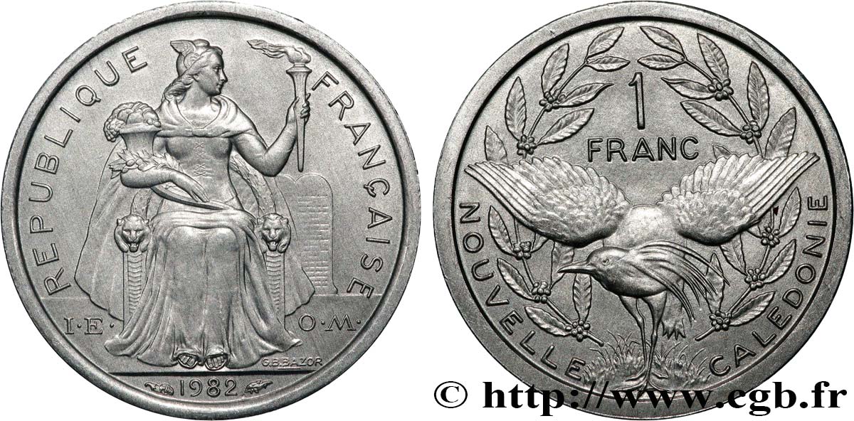 NUOVA CALEDONIA 1 Franc I.E.O.M. 1982 Paris MS 