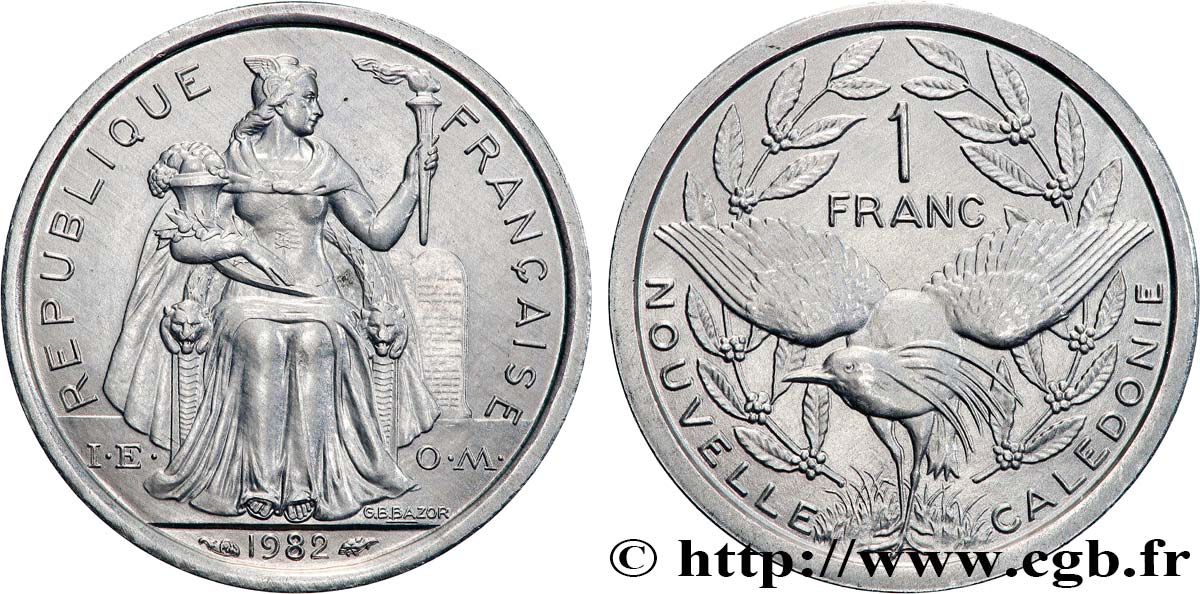 NEW CALEDONIA 1 Franc I.E.O.M. 1982 Paris MS 