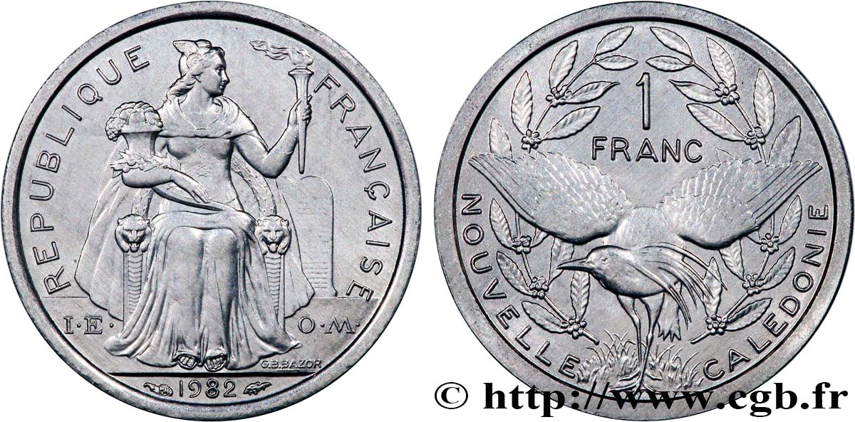 NOUVELLE CALÉDONIE 1 Franc I.E.O.M. 1982 Paris SPL 