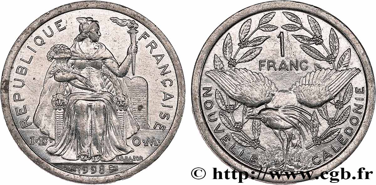 NOUVELLE CALÉDONIE 1 Franc I.E.O.M. 1998 Paris SUP 