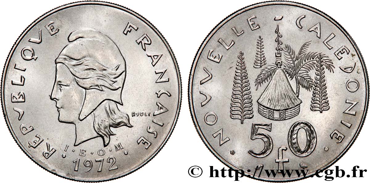 NUEVA CALEDONIA 50 Francs I.E.O.M. 1972 Paris EBC 