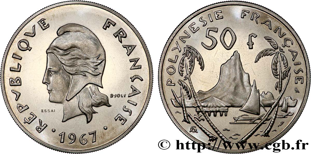 POLYNÉSIE FRANÇAISE Essai de 50 Francs Marianne 1967 Paris SPL 