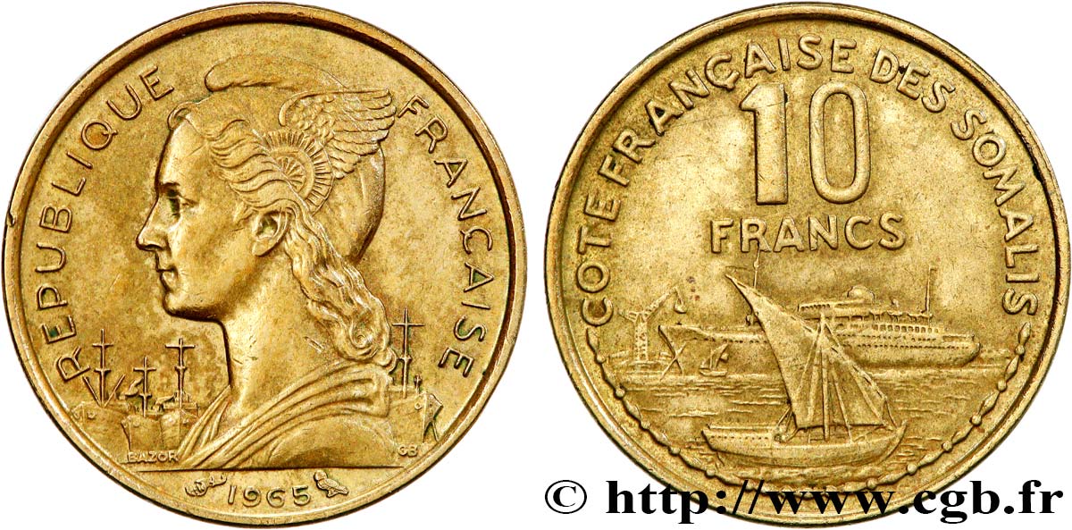 SOMALIA FRANCESA 20 Francs 1965 Paris MBC 