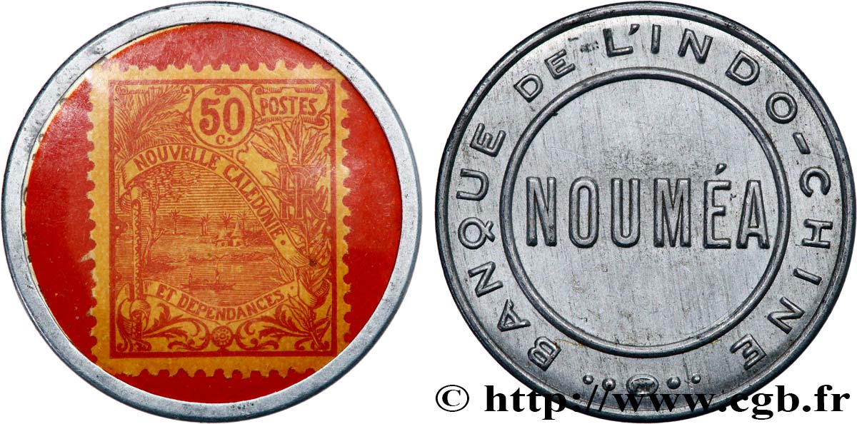 NEW CALEDONIA 50 Centimes (Timbre-Monnaie) Banque de l’Indochine - Nouméa ND (1922)  AU 
