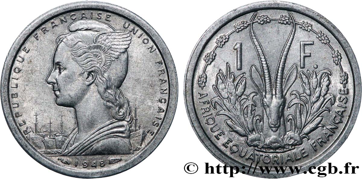 FRENCH EQUATORIAL AFRICA - FRENCH UNION / UNION FRANÇAISE 1 Franc Union Française 1948 Paris AU 