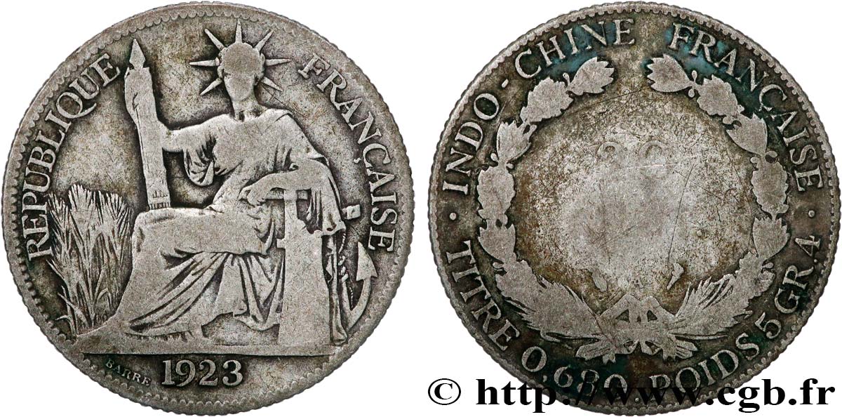 FRANZÖSISCHE-INDOCHINA 20 Centièmes 1923 Paris S 