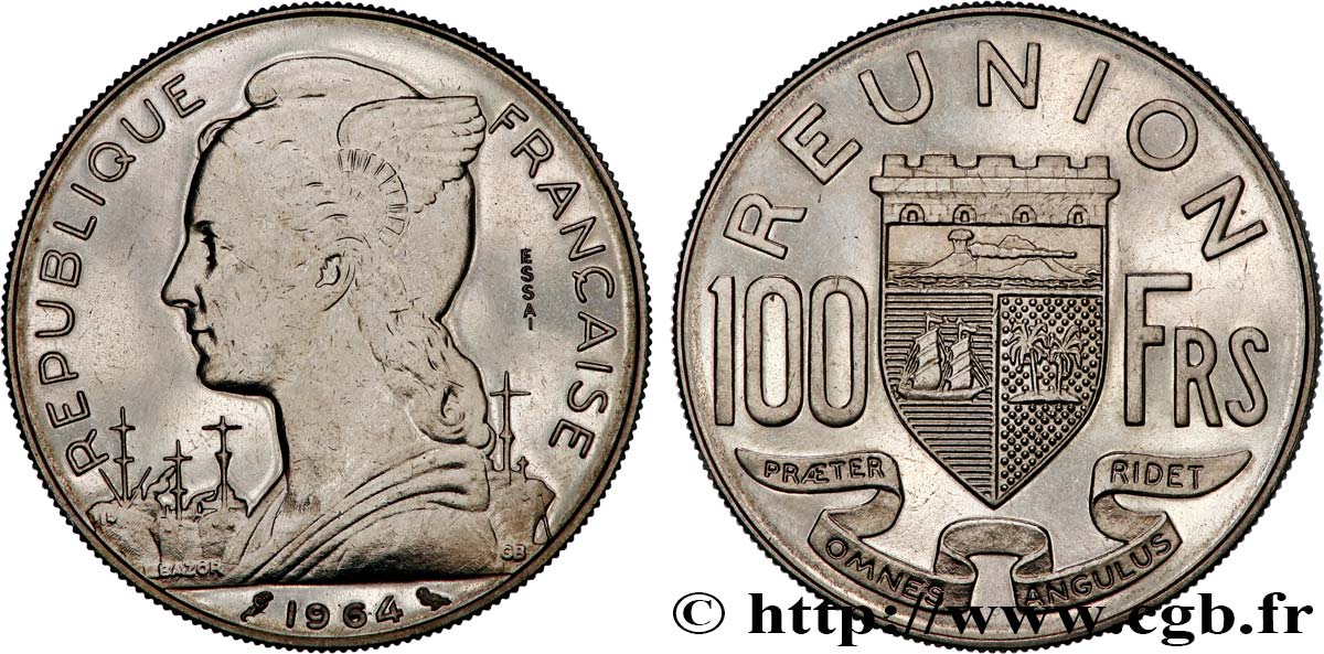 REUNION INSEL 100 Francs Essai 1964 Paris VZ 