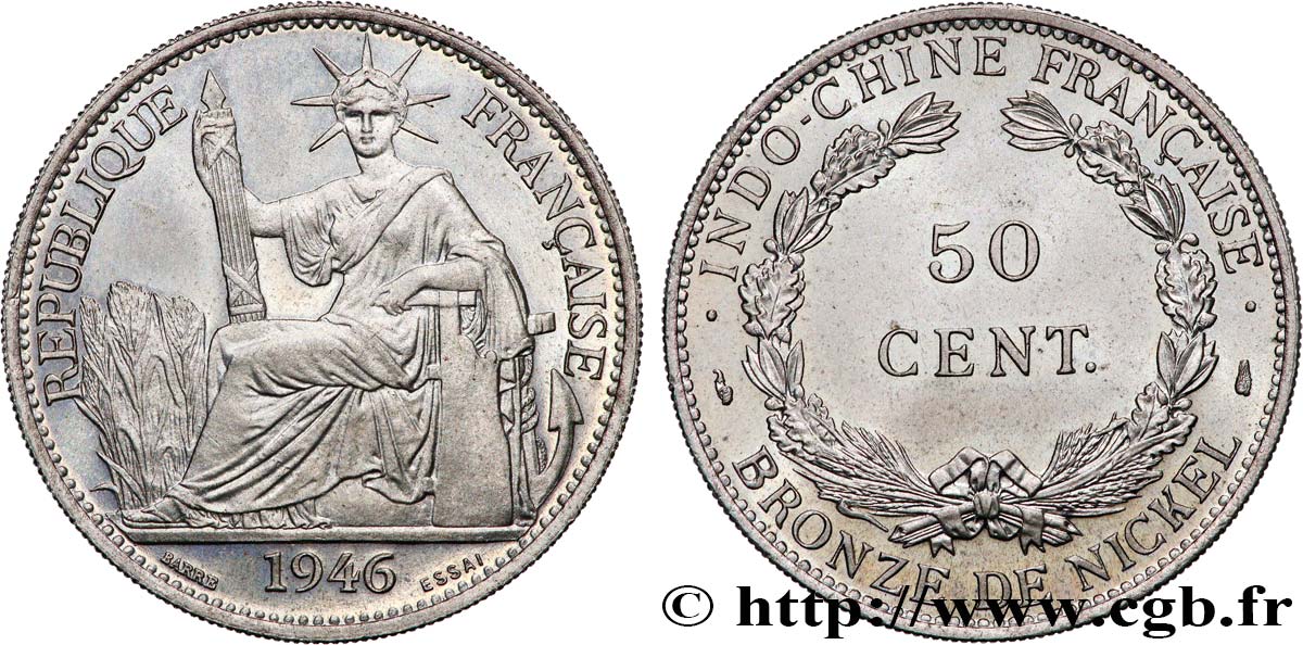 FRENCH INDOCHINA 50 Centièmes essai 1946 Paris MS 