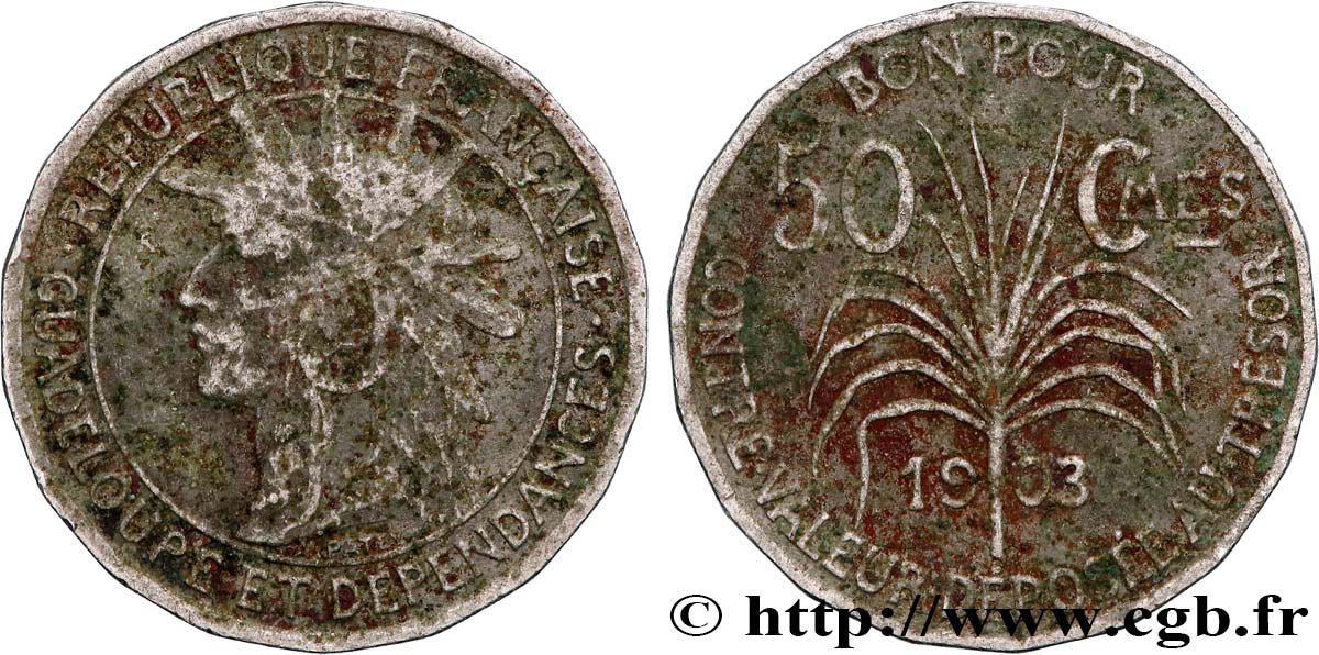 GUADELUPA Bon pour 50 Centimes 1903  MB 