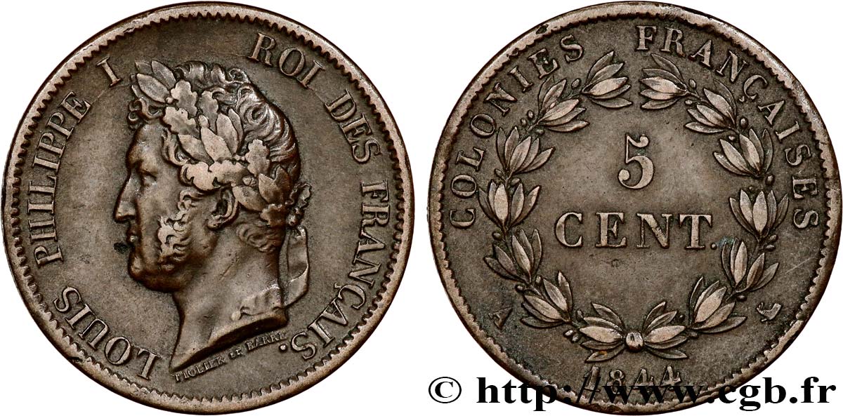 FRENCH COLONIES - Louis-Philippe, for Marquesas Islands 5 Centimes Louis Philippe Ier 1844 Paris - A AU 