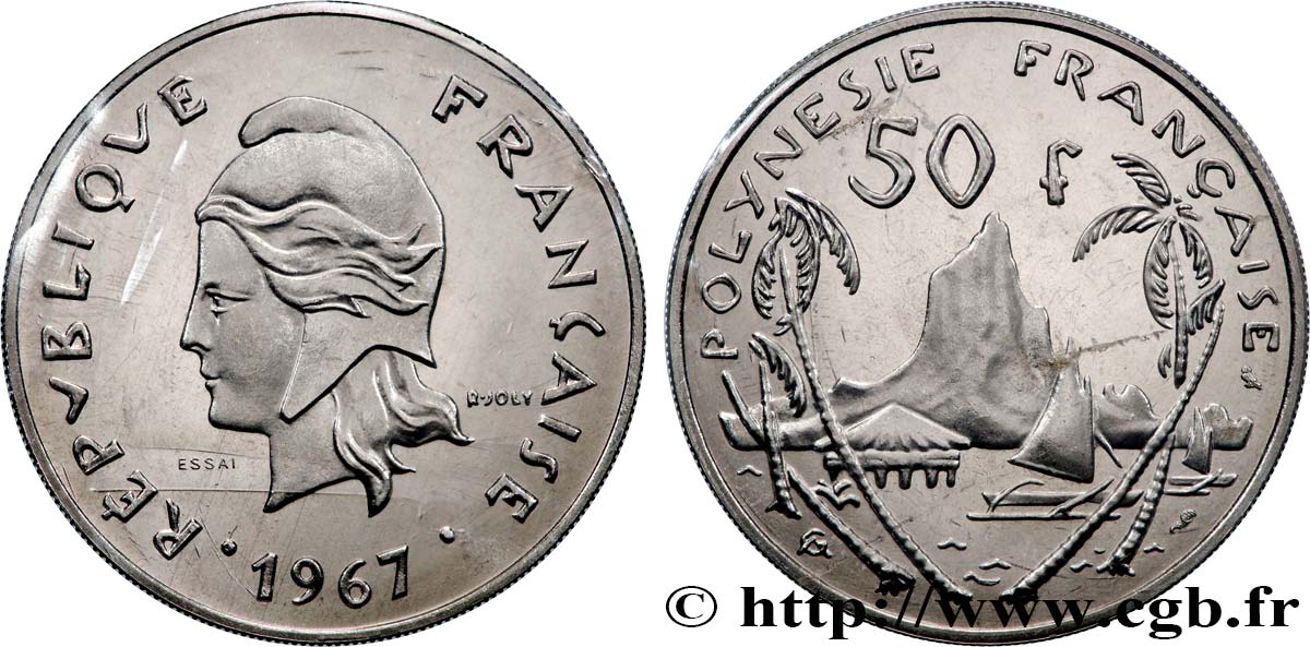 POLINESIA FRANCESE Essai de 50 Francs Marianne 1967 Paris FDC 