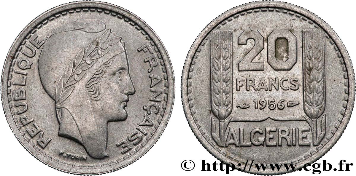ALGERIA 20 Francs Turin 1956  SPL 