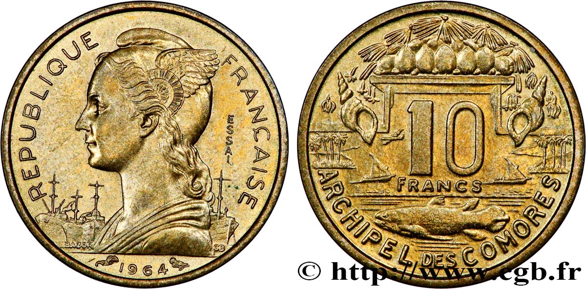 COMORES - Archipel Essai de 10 Francs 1964 Paris SPL 