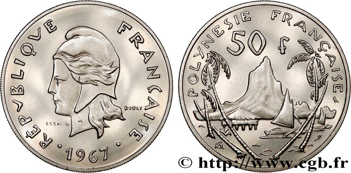 FRENCH POLYNESIA Essai de 50 Francs Marianne 1967 Paris MS 