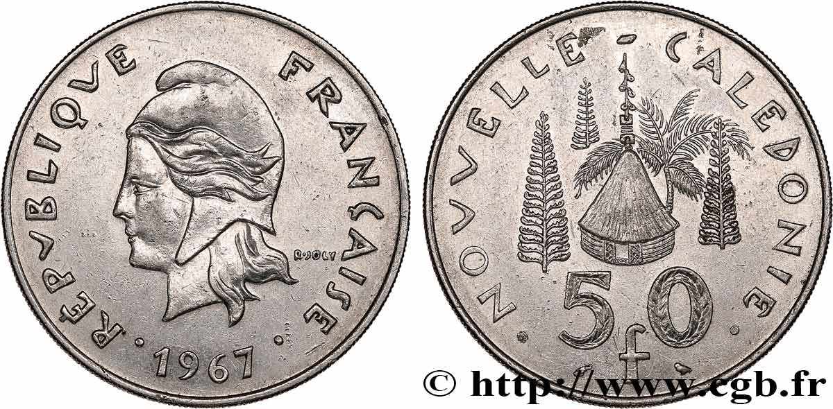 NUEVA CALEDONIA 50 Francs, frappe courante 1967 Paris EBC 
