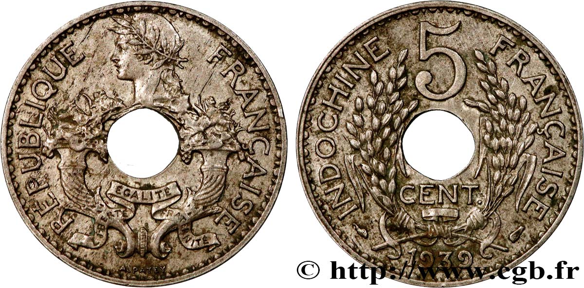 FRANZÖSISCHE-INDOCHINA 5 Centièmes 1939 Paris fVZ 