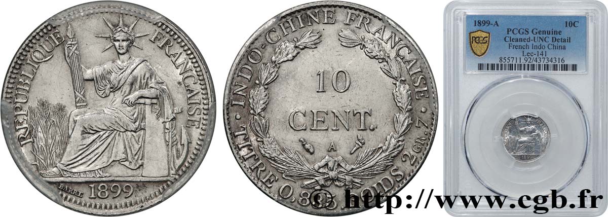 INDOCHINA 10 Centièmes 1899 Paris FDC PCGS
