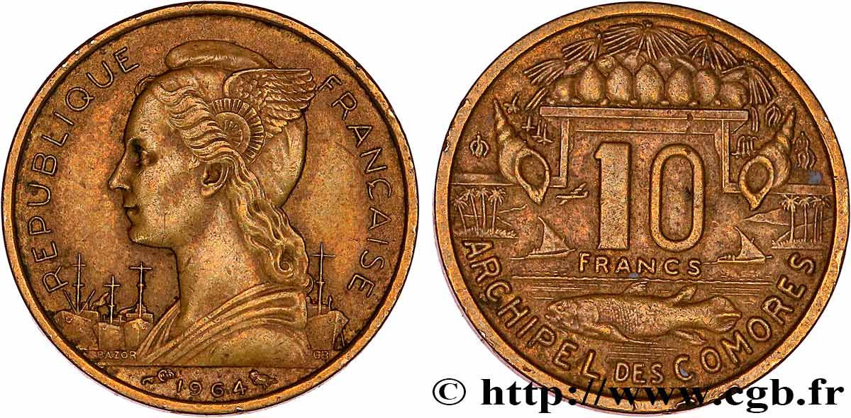 KOMOREN 10 Francs 1964 Paris SS 