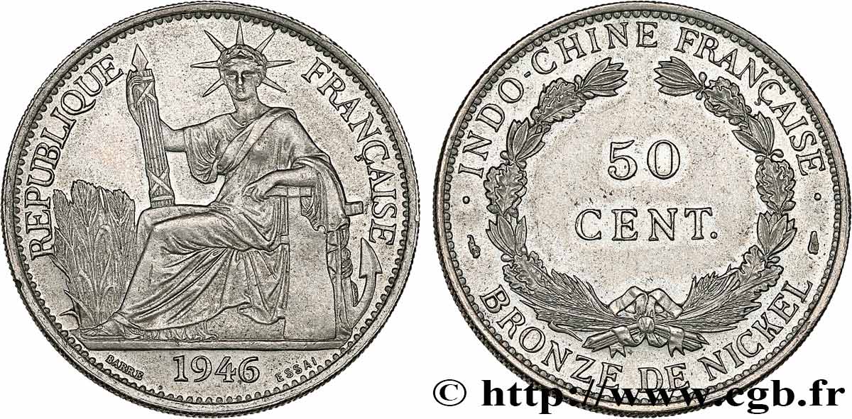 INDOCHINE FRANÇAISE 50 Centièmes essai 1946 Paris SPL 