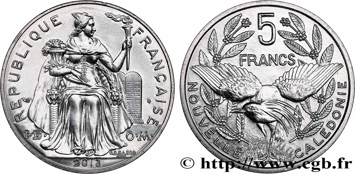 NUOVA CALEDONIA 5 Francs I.E.O.M. 2013 Paris MS 