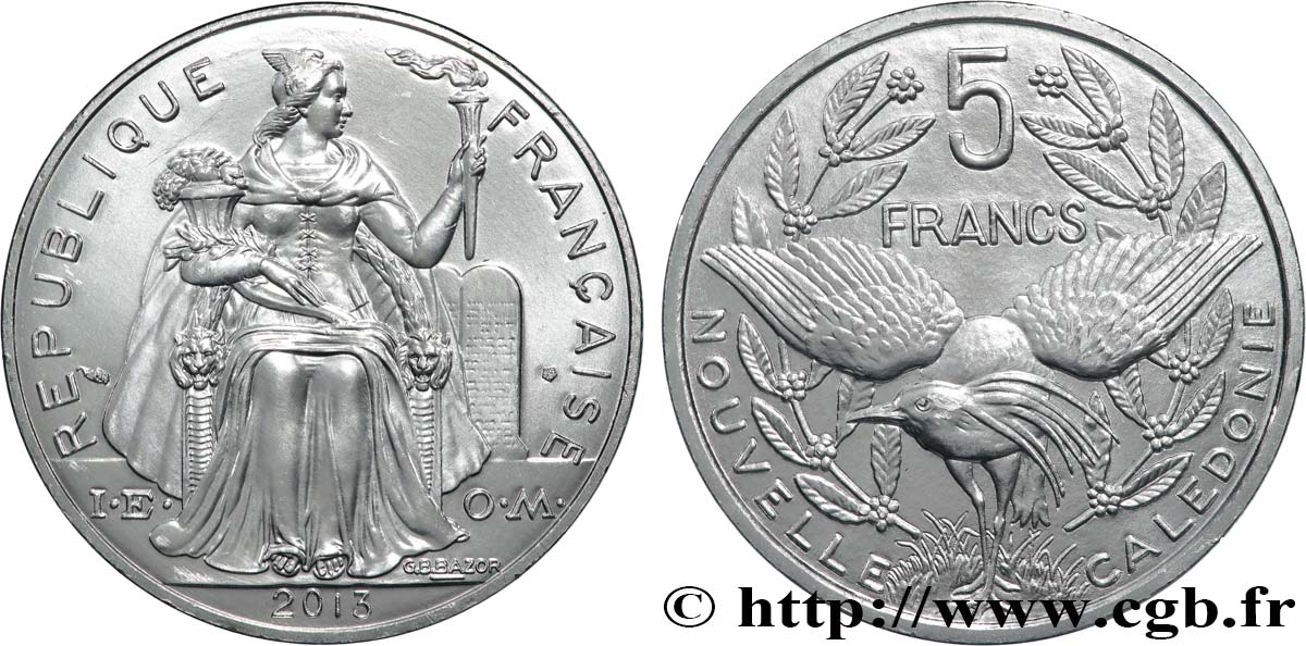 NEUKALEDONIEN 5 Francs I.E.O.M. 2013 Paris fST 