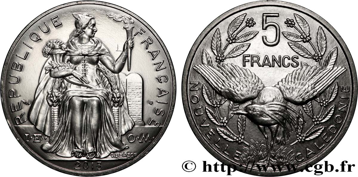 NEUKALEDONIEN 5 Francs I.E.O.M. 2013 Paris fST 