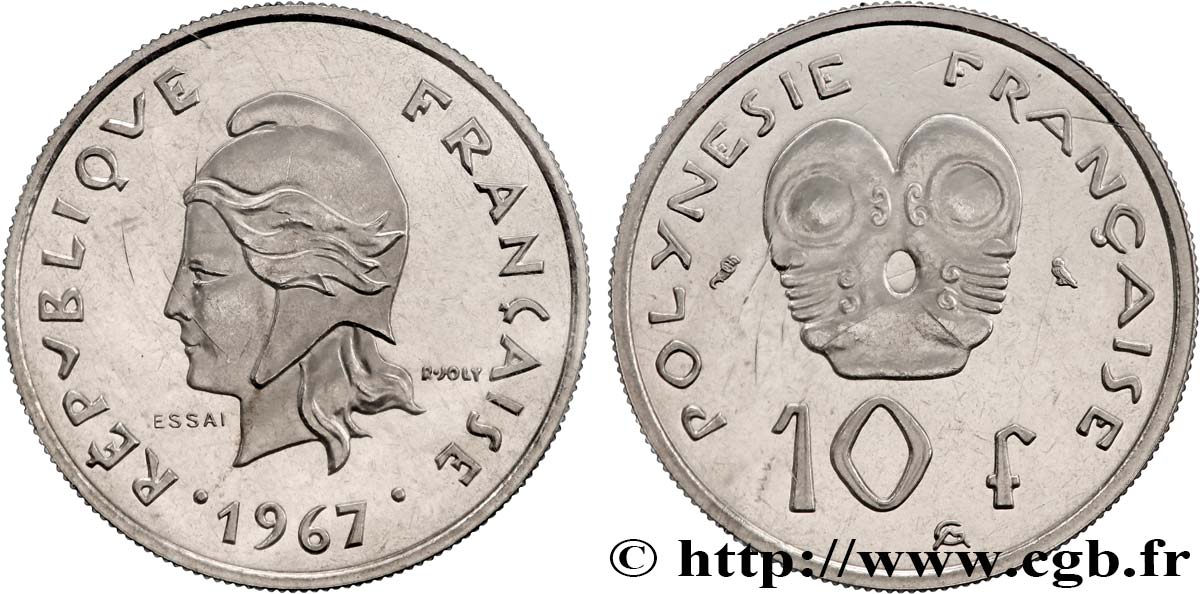 FRANZÖSISCHE-POLYNESIEN Essai de 10 Francs 1967 Paris ST 