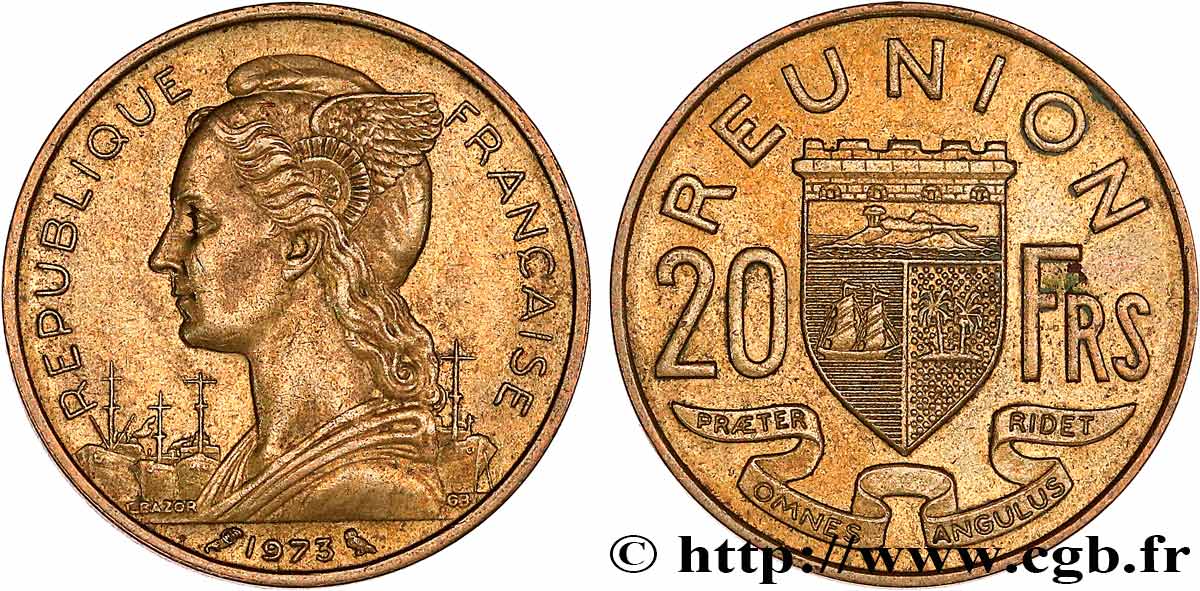 ISLA DE LA REUNIóN 20 Francs Marianne / armes 1973 Paris EBC 