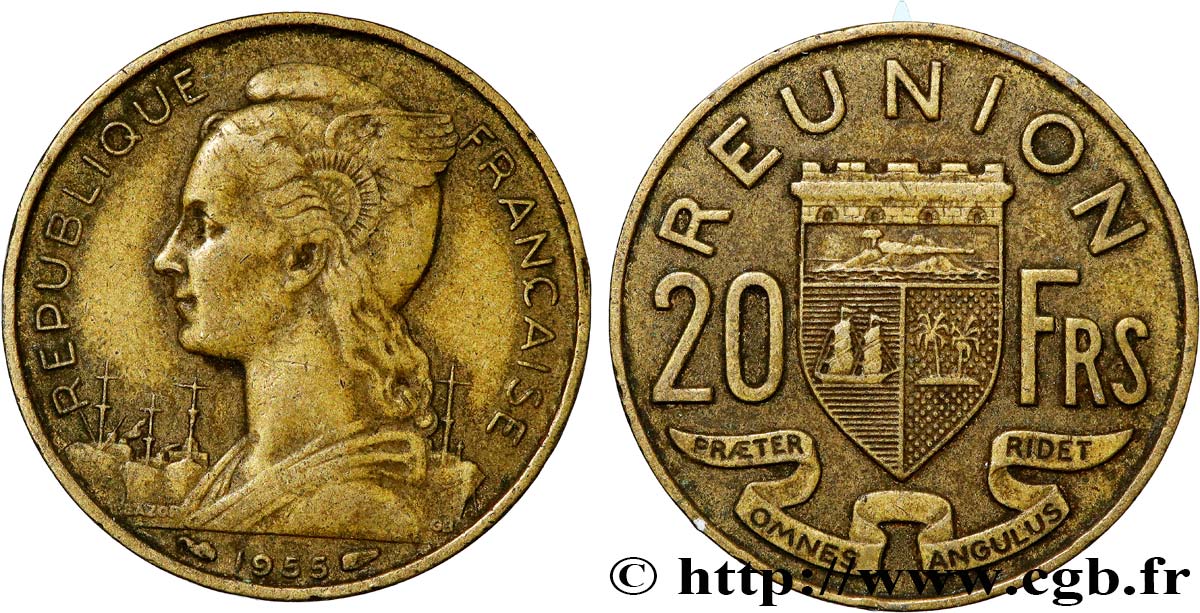 Pièce Essai 20 Francs Réunion 1955 - Bronze-aluminium - Union Française - KM.E7
