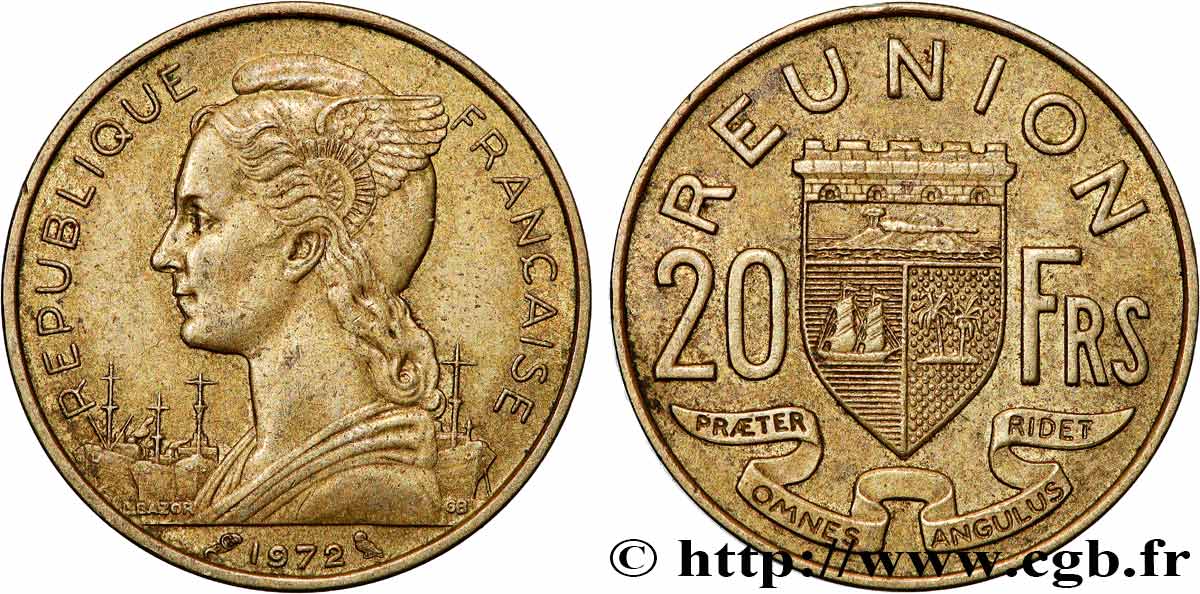 REUNION INSEL 20 Francs 1972 Paris fVZ 