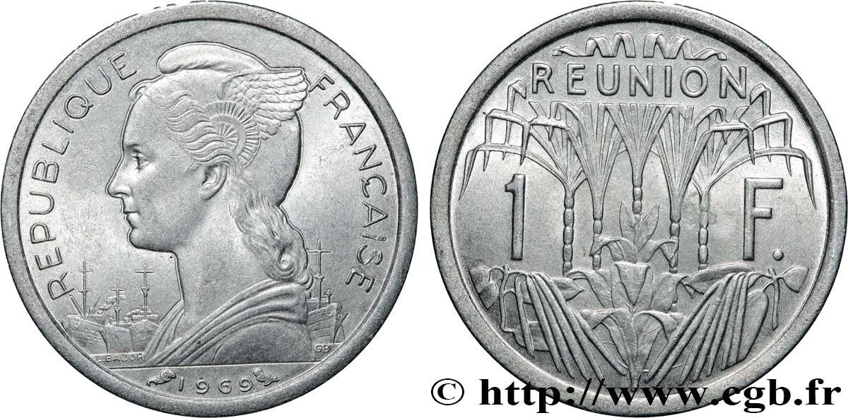 ISLA DE LA REUNIóN 1 Franc 1969 Paris EBC 