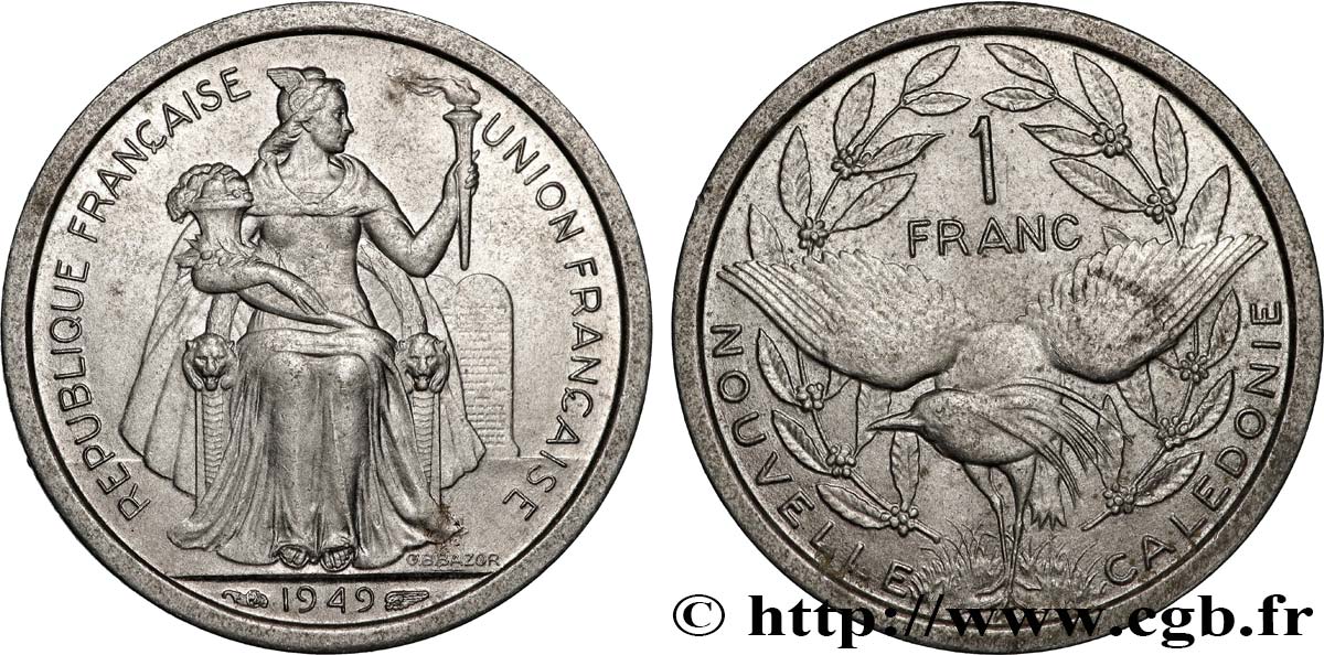 NOUVELLE CALÉDONIE 1 Franc 1949 Paris SUP 