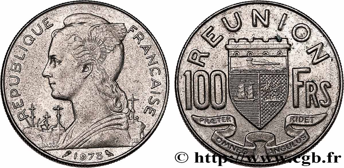 ÎLE DE LA RÉUNION 100 Francs 1973 Paris TTB 