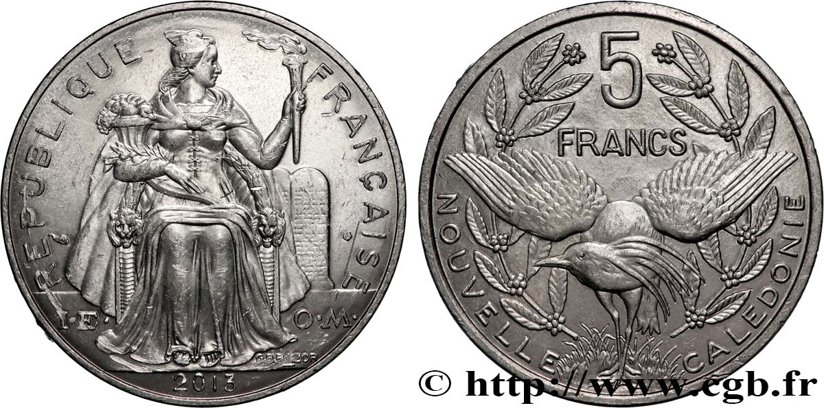 NEUKALEDONIEN 5 Francs I.E.O.M. 2013 Paris VZ 