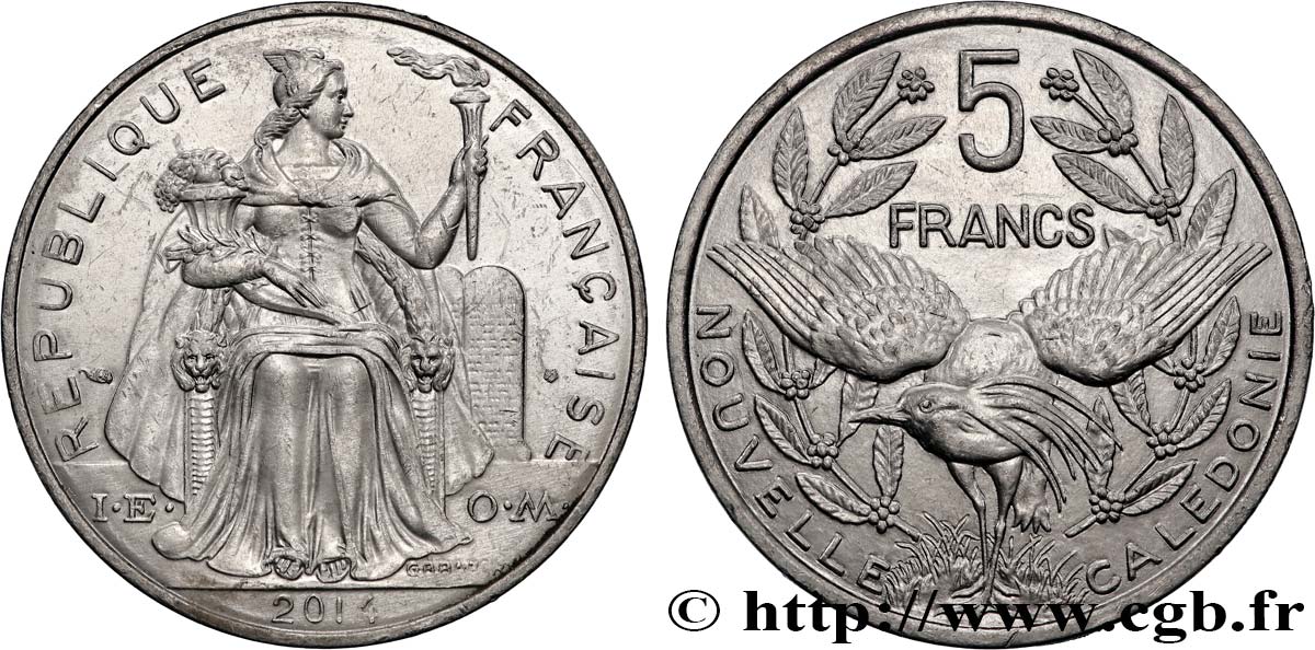 NEUKALEDONIEN 5 Francs I.E.O.M. 2014 Paris VZ 