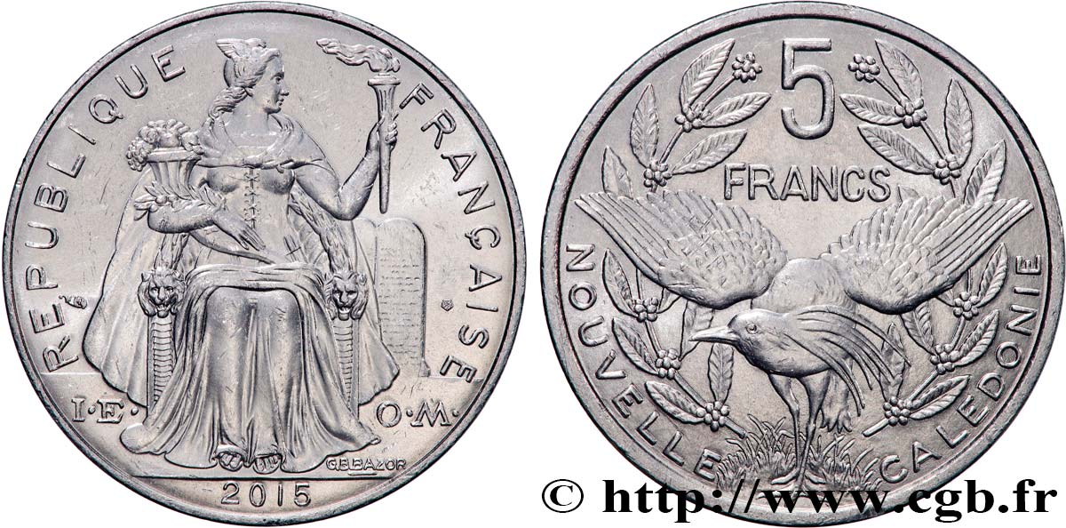 NEUKALEDONIEN 5 Francs I.E.O.M. 2015 Paris VZ 