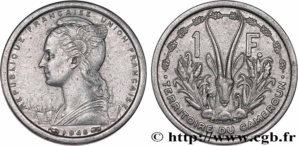 CAMEROUN - UNION FRANÇAISE 1 Franc Union Française 1948 Paris TTB 