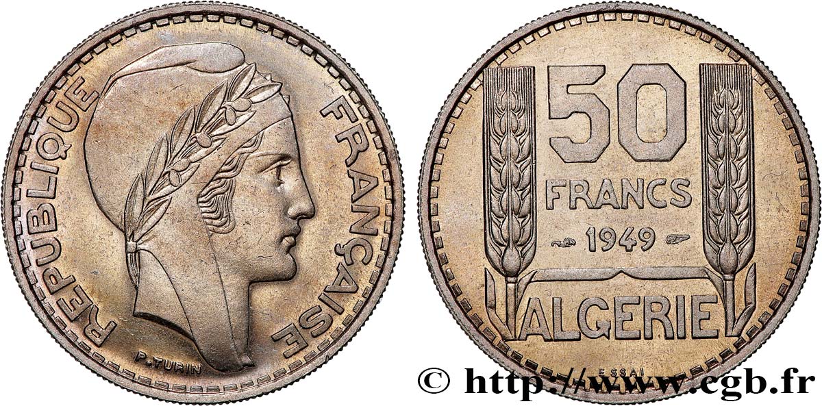 ALGÉRIE Essai 50 Francs Turin 1949  FDC 