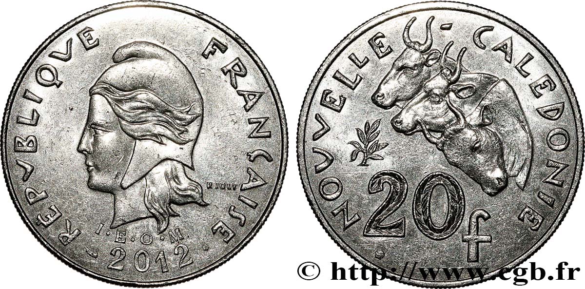 NUEVA CALEDONIA 20 Francs I.E.O.M. 2012 Paris EBC 
