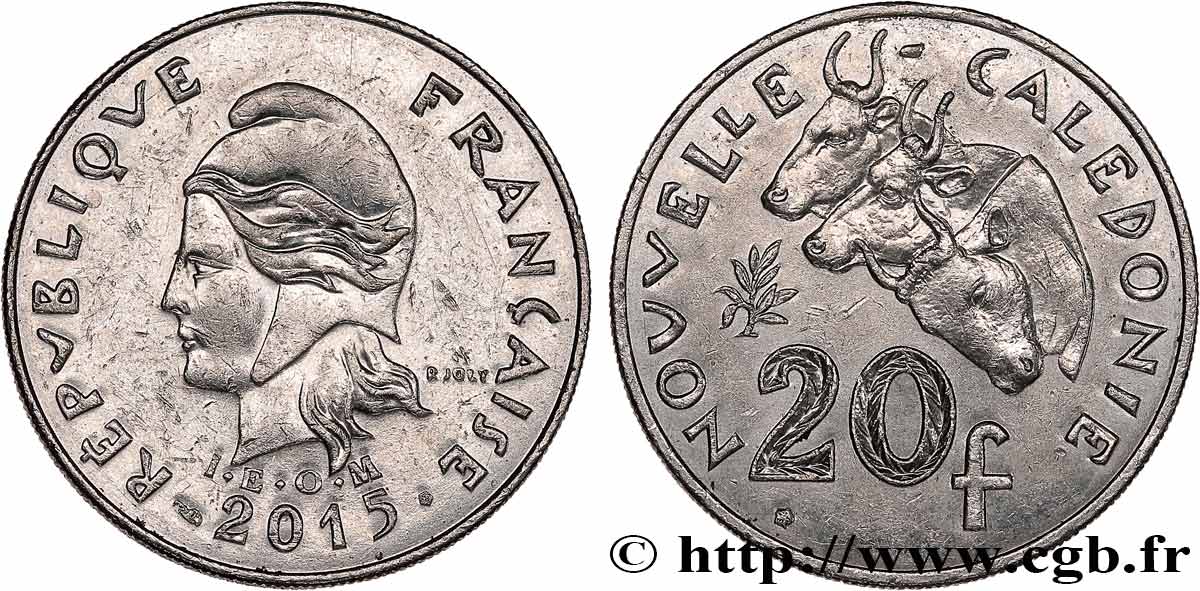 NEW CALEDONIA 20 Francs I.E.O.M. 2015 Paris AU 