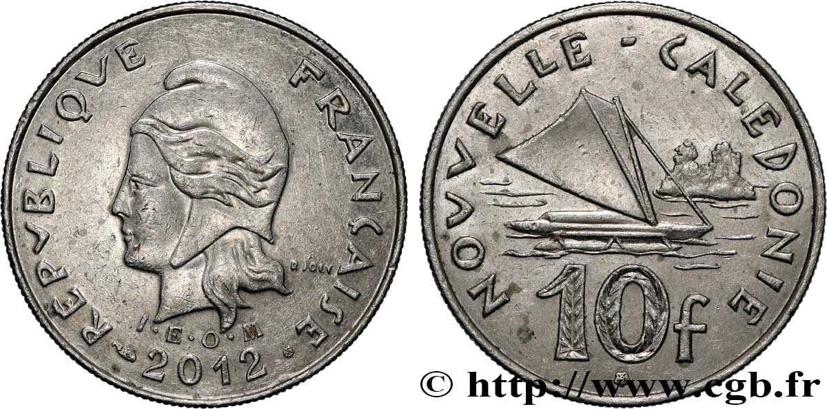 NOUVELLE CALÉDONIE 10 Francs I.E.O.M. 2012 Paris SUP 