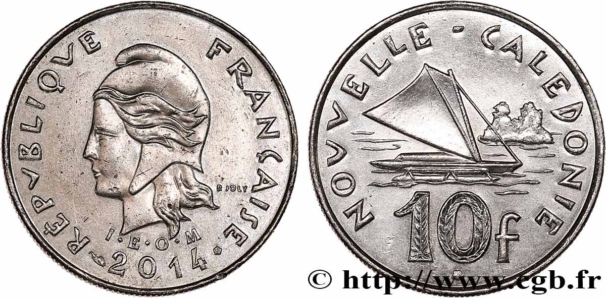 NOUVELLE CALÉDONIE 10 Francs I.E.O.M. 2014 Paris SUP 