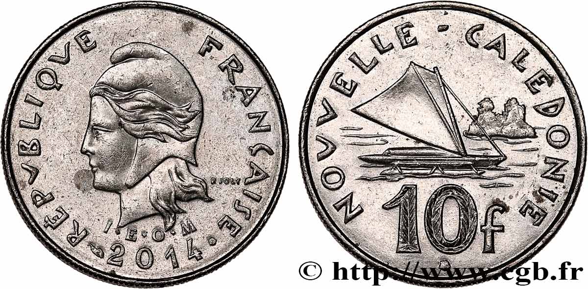 NOUVELLE CALÉDONIE 10 Francs I.E.O.M. 2014 Paris SUP 