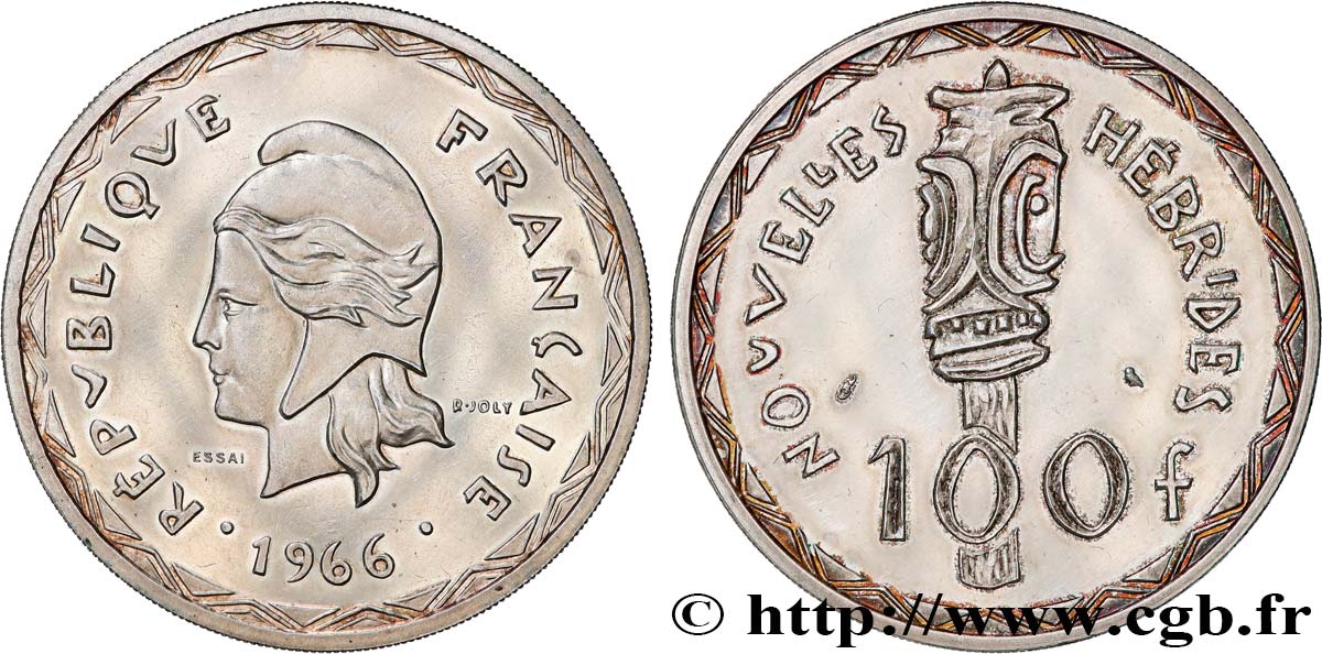 NEW HEBRIDES (VANUATU since 1980) 100 Francs ESSAI 1966 Paris AU 