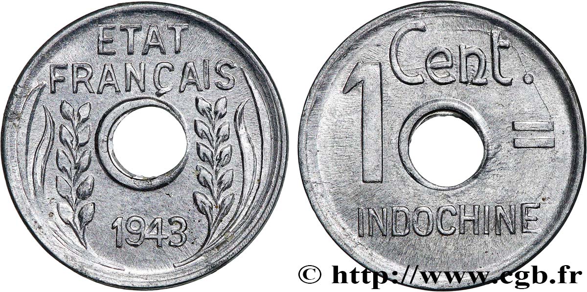 INDOCINA FRANCESE 1 Centième 1943 Hanoï SPL 