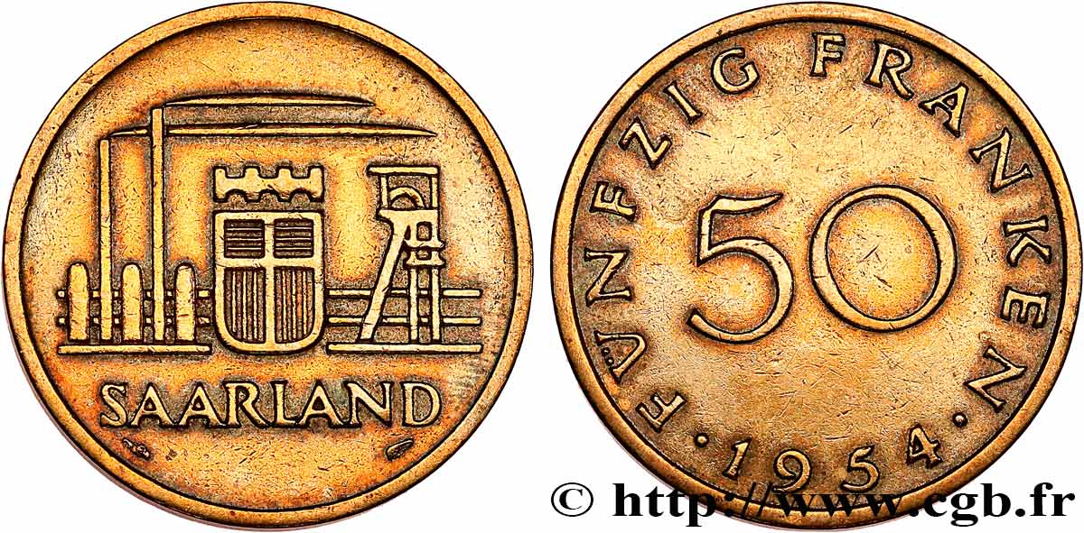 SAARLAND 50 Franken 1954 Paris fVZ 