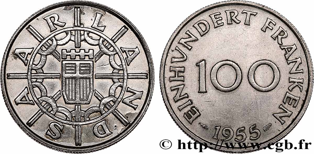 SAARLAND 100 Franken 1955 Paris fVZ 