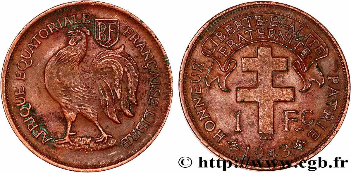 FRENCH EQUATORIAL AFRICA - FREE FRANCE  1 Franc 1943 Prétoria AU 